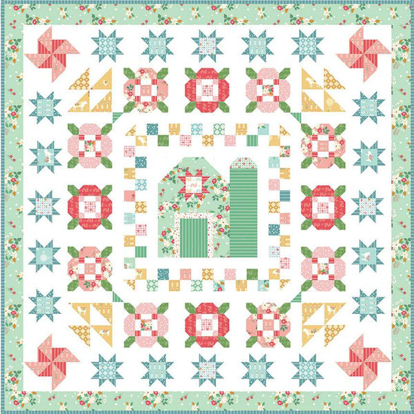 SALE Meadowland Quilt PATTERN P138 by Beverly McCullough - Riley Blake Design - INSTRUCTIONS Only - Pieced Barn Flowers Stars Pinwheels