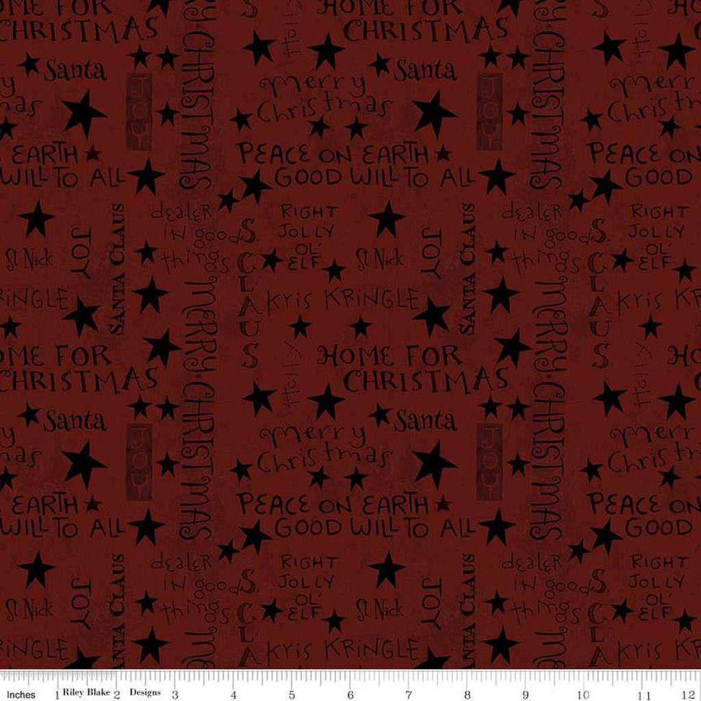 SALE Kringle Words C13446 Red - Riley Blake Designs - Christmas Folk Art Text - Quilting Cotton Fabric