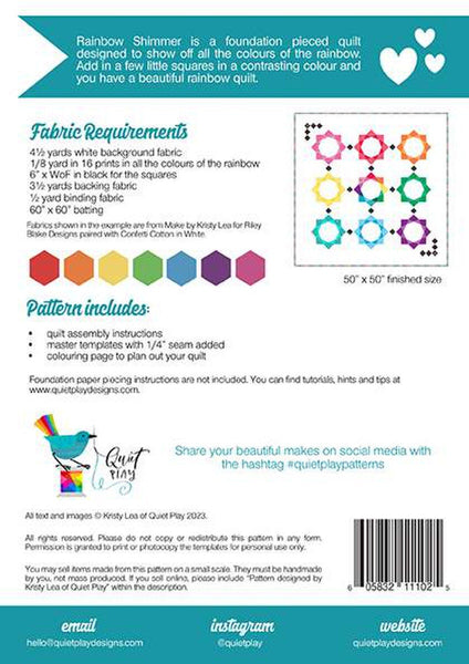 SUPER DEAL! Rainbow Shimmer Quilt Pattern P160 - Riley Blake Designs - INSTRUCTIONS Only - Foundation Paper Piecing