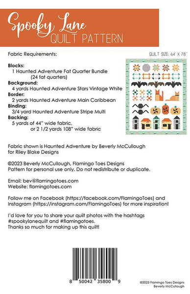 SALE Spooky Lane Quilt PATTERN P138 by Beverly McCullough - Riley Blake Designs - INSTRUCTIONS Only - Row Quilt Halloween Spider Bats Houses