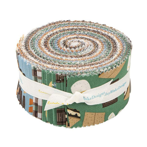 Camp S'mores 2.5 Inch Rolie Polie Jelly Roll 40 pieces - Riley Blake - Precut Pre cut Bundle - Camping - Quilting Cotton Fabric