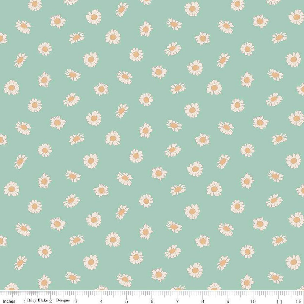 SALE In the Afterglow Daisies C13375 Mint by Riley Blake Designs - Floral Flowers - Quilting Cotton Fabric