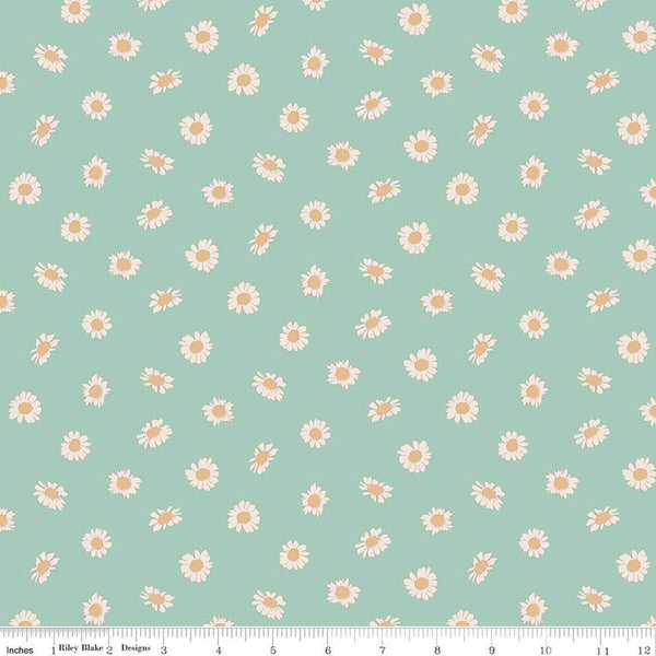 SALE In the Afterglow Daisies C13375 Mint by Riley Blake Designs - Floral Flowers - Quilting Cotton Fabric