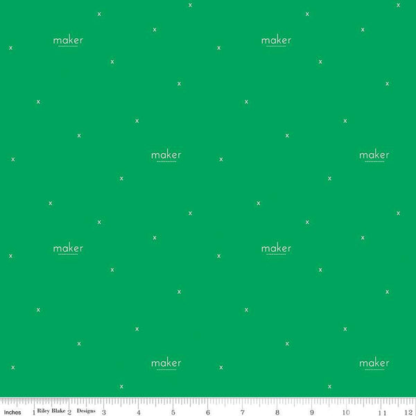 CLEARANCE Make Maker C13424 Green by Riley Blake Designs - Text Xs - Quilting Cotton Fabric