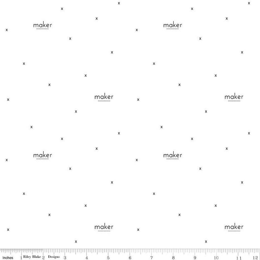 CLEARANCE Make Maker C13424 White by Riley Blake  - Text Xs - Quilting Cotton