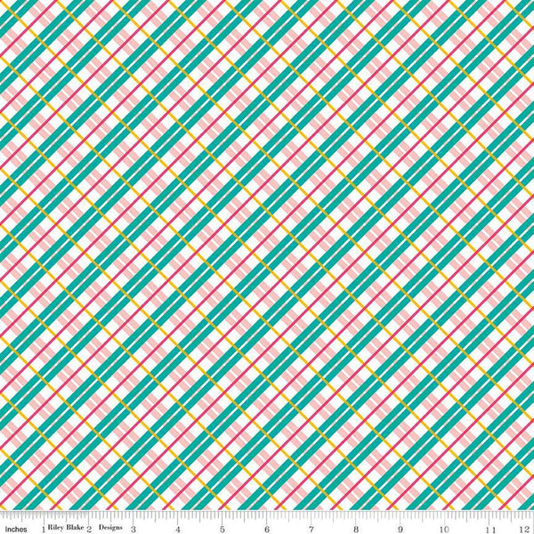 Deck the Halls In Check A 01666886A - Riley Blake Designs - Christmas Diagonal Plaid -  Liberty Fabrics  - Quilting Cotton Fabric