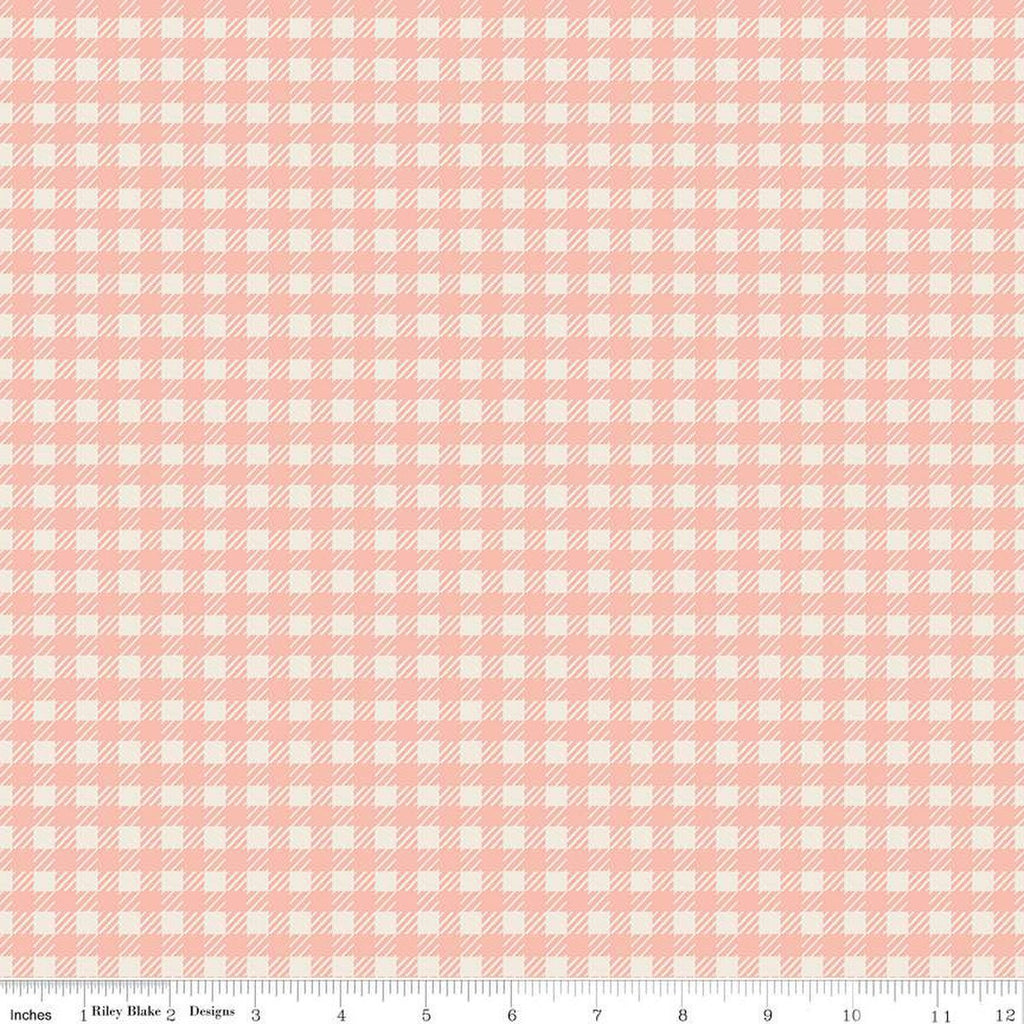 SALE In the Afterglow PRINTED Gingham C13373 Apricot by Riley Blake Designs - 1/4" Cream/Apricot Check Checks- Quilting Cotton Fabric
