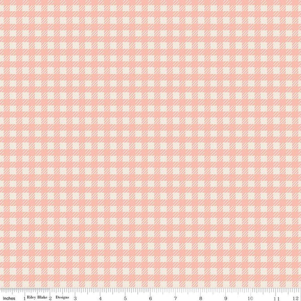 SALE In the Afterglow PRINTED Gingham C13373 Apricot by Riley Blake Designs - 1/4" Cream/Apricot Check Checks- Quilting Cotton Fabric