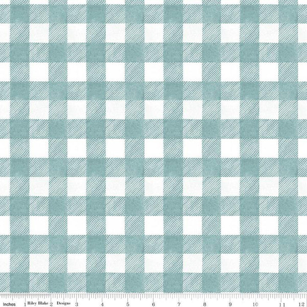 SALE White as Snow Buffalo Plaid C13562 Blue - Riley Blake Designs - Christmas Blue/White 3/4" Check - Quilting Cotton Fabric