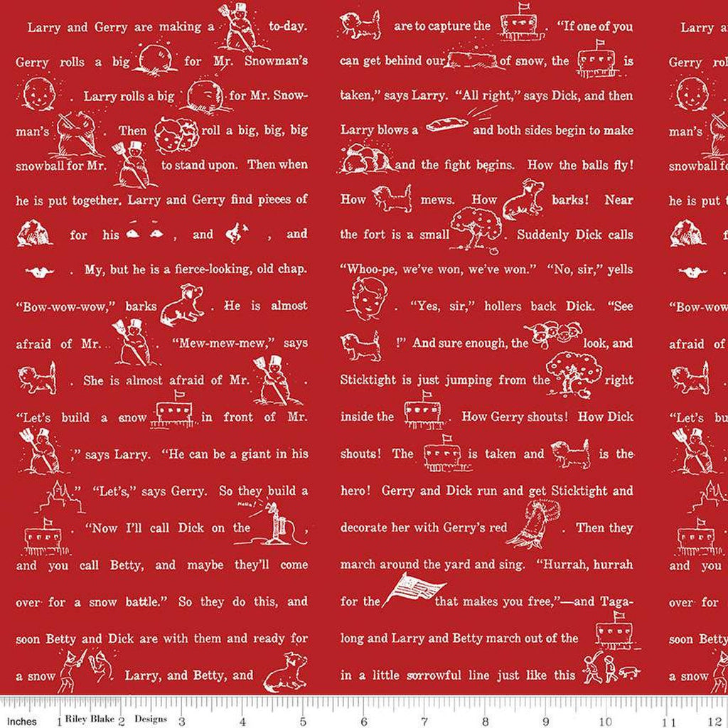 SALE White as Snow Snow Story C13563 Red - Riley Blake Designs - Christmas White Text Pictures - Quilting Cotton Fabric