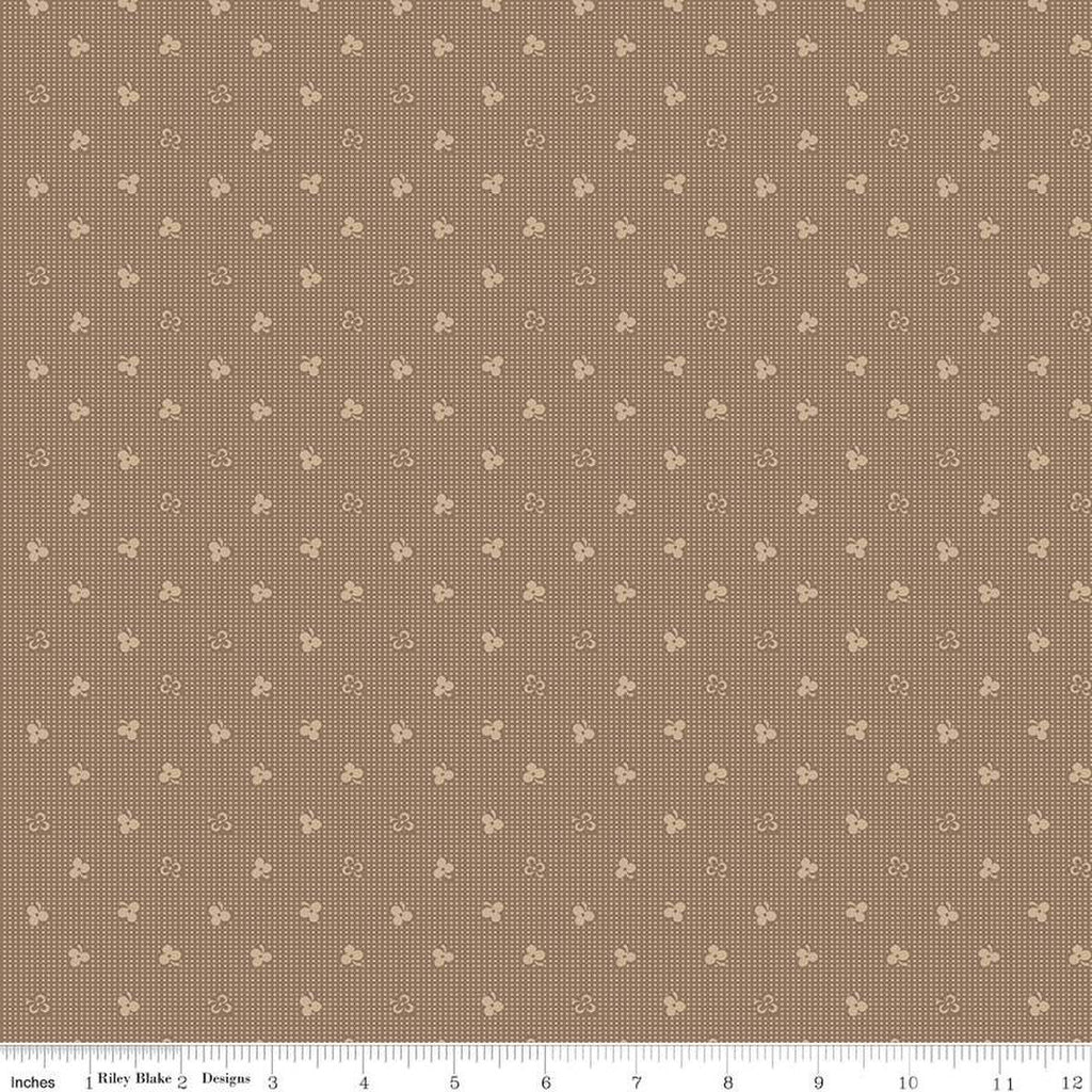 CLEARANCE Home Town Newman C13583 Brown Sugar by Riley Blake Designs - Floral Flowers Dotted Grid - Lori Holt - Quilting Cotton Fabric