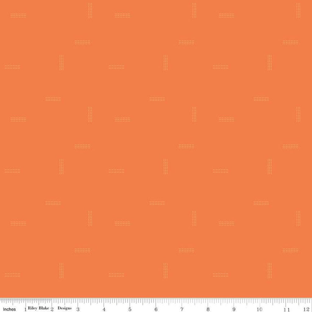 CLEARANCE Make Stitched Up C13425 Orange - Riley Blake Designs - Dashed Lines Tone-on-Tone - Quilting Cotton Fabric