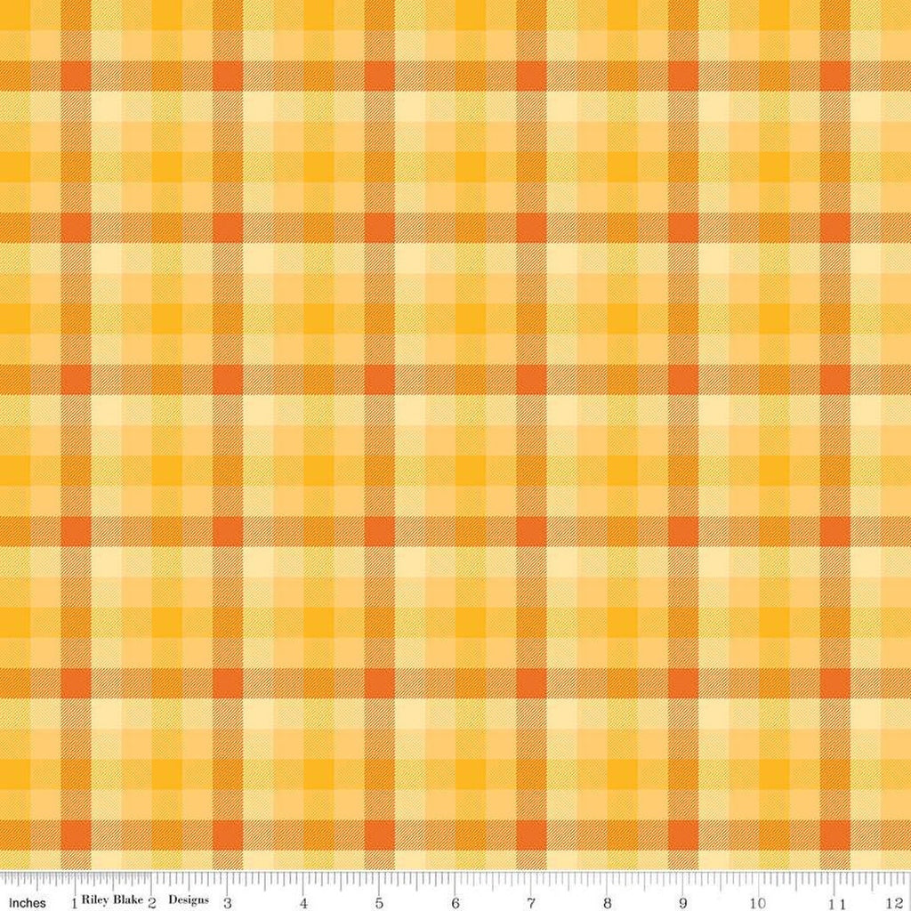 SALE Fall's in Town Checked C13516 Gold by Riley Blake Designs - Thanksgiving Autumn 5/8" Checks Check - Quilting Cotton Fabric