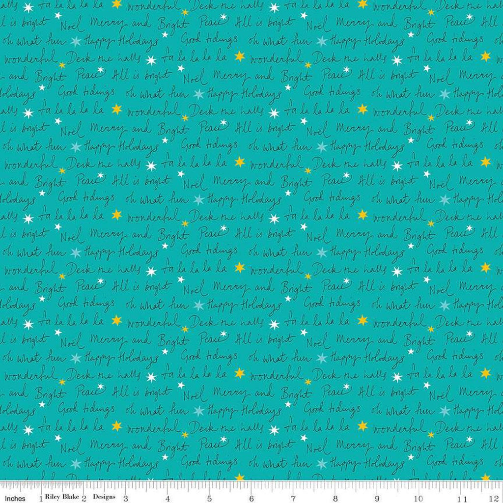 SALE Deck the Halls Well Wishes A 01666883A - Riley Blake Designs - Christmas Text Stars -  Liberty Fabrics  - Quilting Cotton Fabric