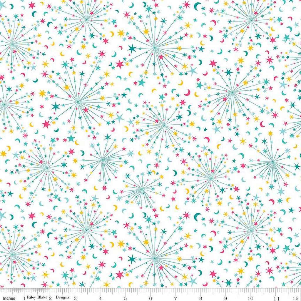 SALE Deck the Halls Helen's Stars A 01666887A - Riley Blake Designs - Christmas Star Starbursts -  Liberty Fabrics  - Quilting Cotton Fabric
