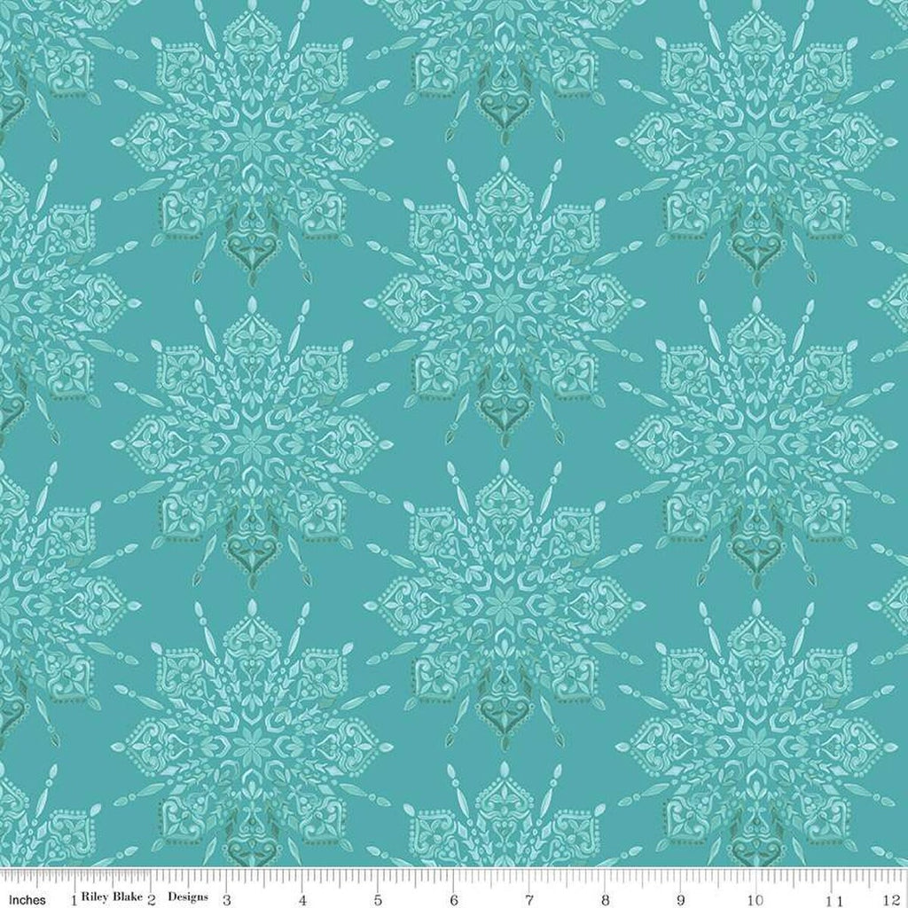 SALE Floralicious Medallion C13481 Turquoise - Riley Blake Designs - Tone-on-Tone Medallions - Quilting Cotton Fabric