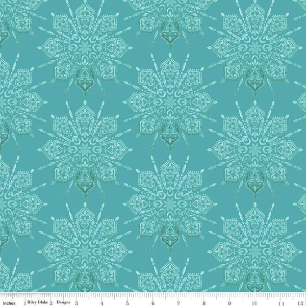 SALE Floralicious Medallion C13481 Turquoise - Riley Blake Designs - Tone-on-Tone Medallions - Quilting Cotton Fabric