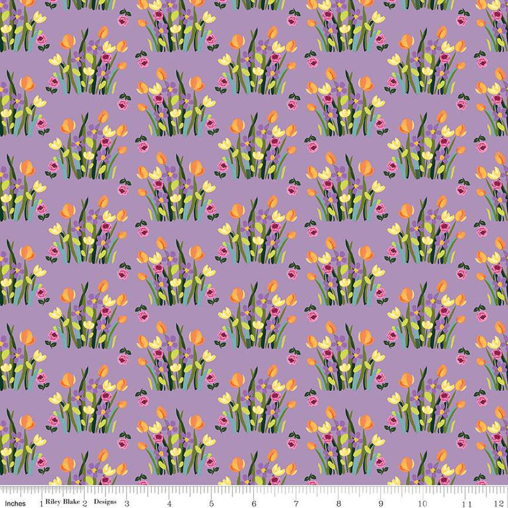 SALE Floralicious Stems C13483 Lilac - Riley Blake Designs - Floral Flowers - Quilting Cotton Fabric