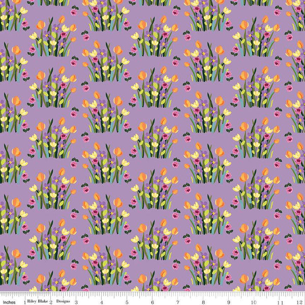 SALE Floralicious Stems C13483 Lilac - Riley Blake Designs - Floral Flowers - Quilting Cotton Fabric