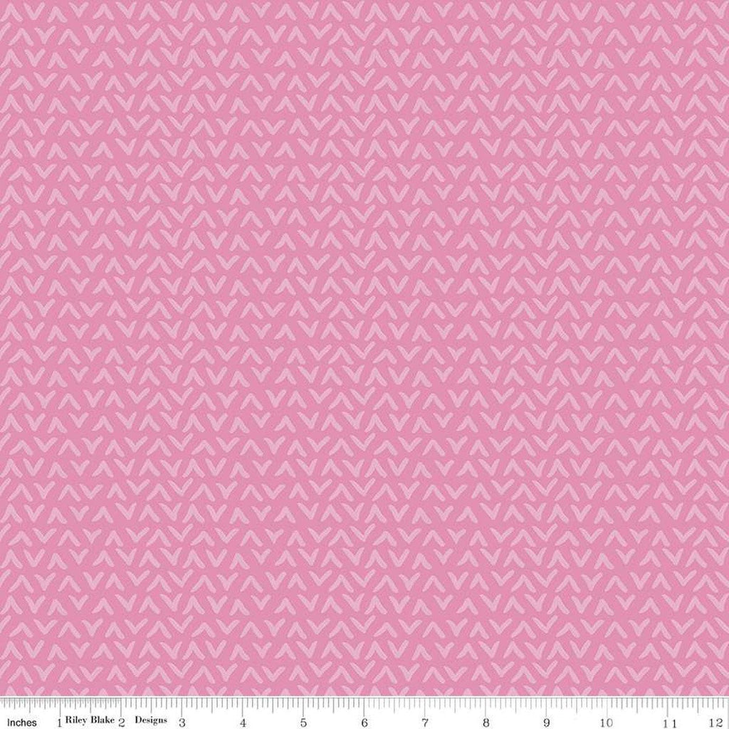 24" End of Bolt - Floralicious Tonal C13485 Pink - Riley Blake Designs - Tone-on-Tone Chevrons - Quilting Cotton Fabric