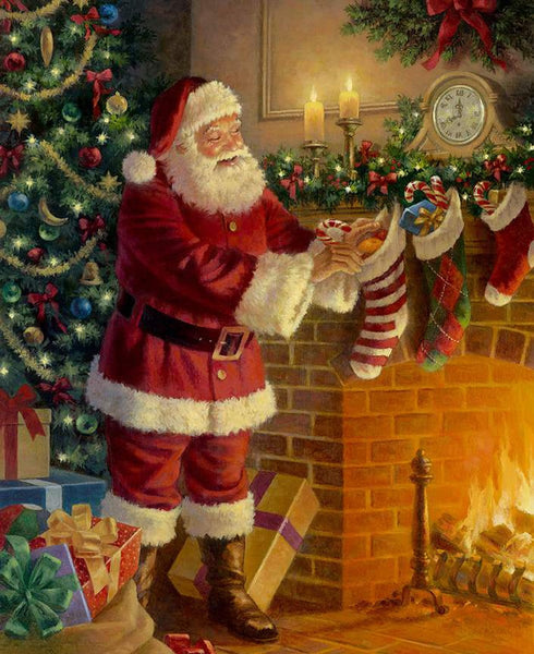 SALE A Nostalgic Christmas Santa by the Fireplace PD13670 - Riley Blake Designs - DIGITALLY PRINTED - Quilting Cotton Fabric