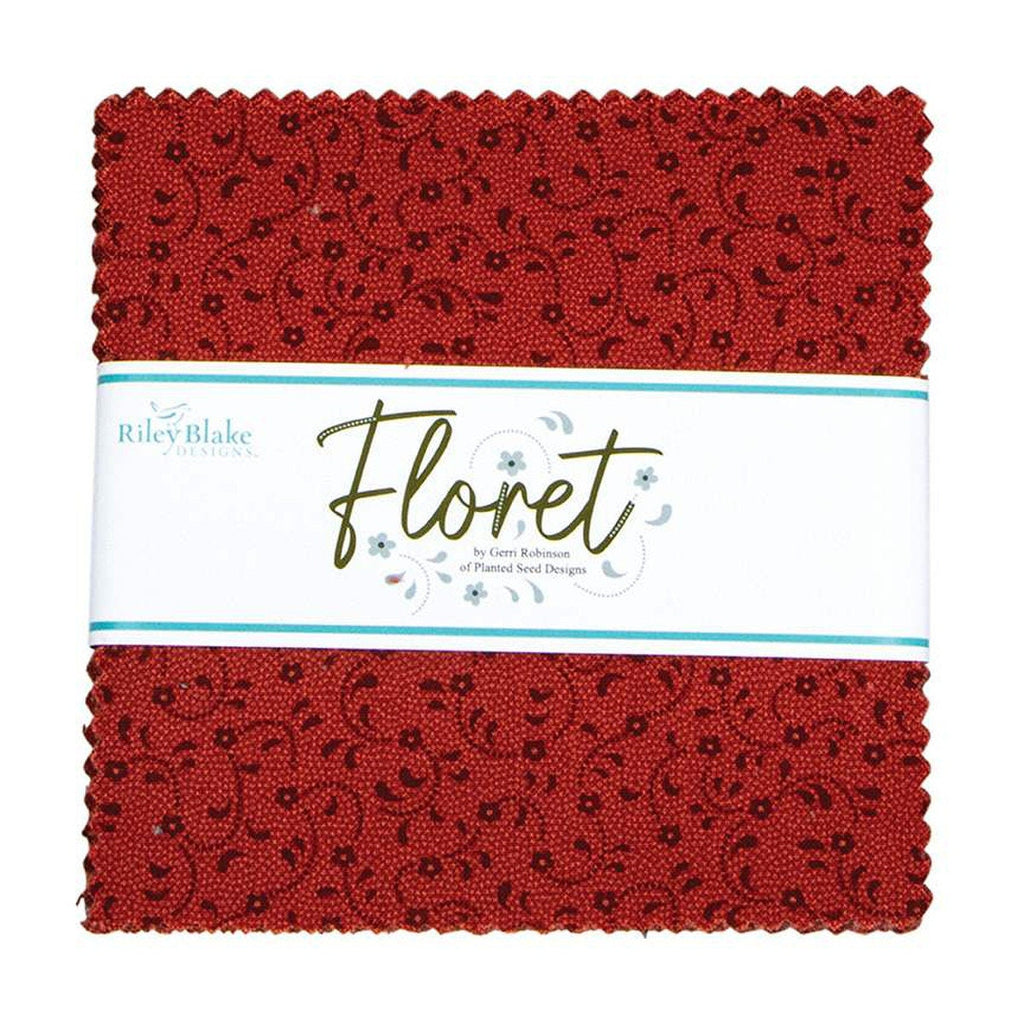 SALE Floret Charm Pack 5" Stacker Bundle - Riley Blake Designs - 42 piece Precut Pre cut - Floral Flowers - Quilting Cotton Fabric