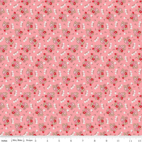 SALE Home Town Bills C13582 Heirloom Coral by Riley Blake Designs - Floral Flowers - Lori Holt - Quilting Cotton Fabric