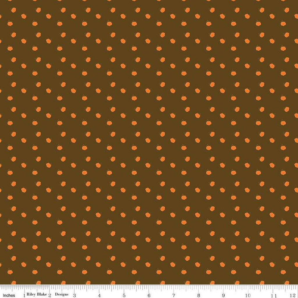 SALE Fall's in Town Pumpkins C13518 Brown by Riley Blake Designs - Thanksgiving Autumn - Quilting Cotton Fabric