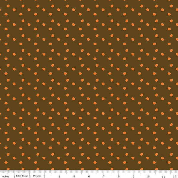SALE Fall's in Town Pumpkins C13518 Brown by Riley Blake Designs - Thanksgiving Autumn - Quilting Cotton Fabric