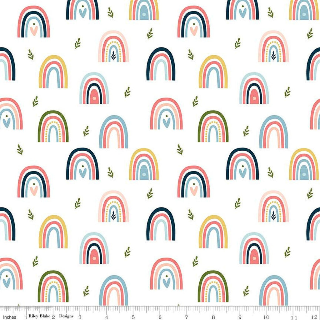 SALE Day in the Life Rainbows C13661 White - Riley Blake Designs - Quilting Cotton Fabric