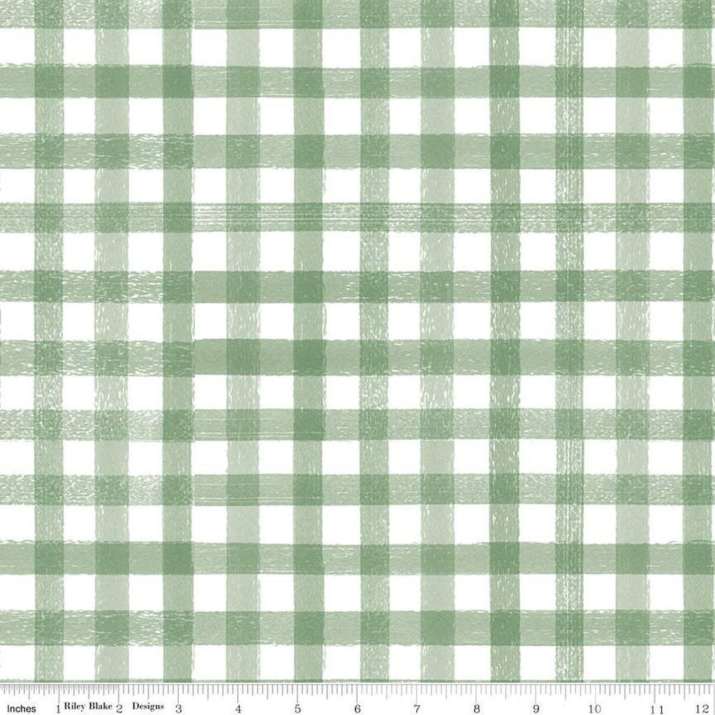 Homemade PRINTED Gingham C13721 Sage by Riley Blake Designs - 1/2" White Green Check Checks Checkered - Quilting Cotton Fabric