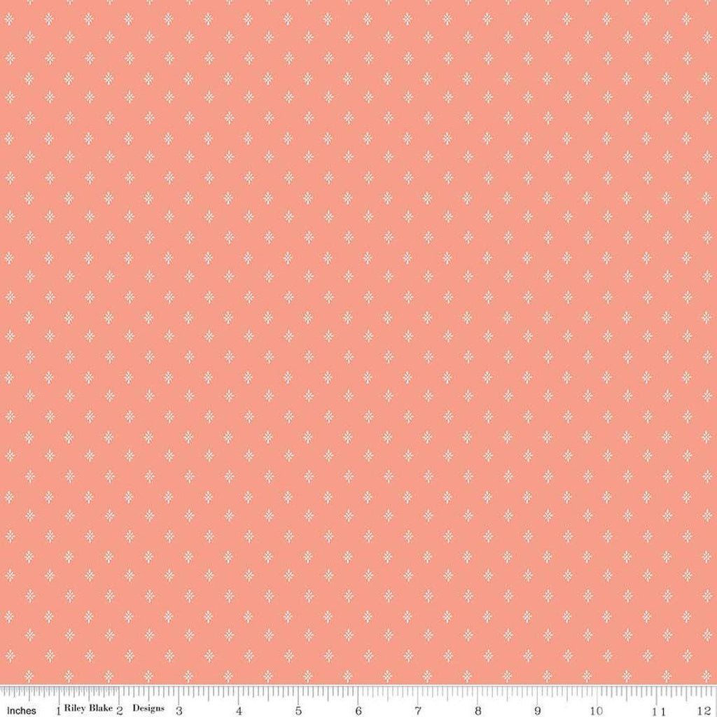 SALE Homemade Sparkle C13725 Coral by Riley Blake Designs - Geometric Non-Metallic Starbursts - Quilting Cotton Fabric