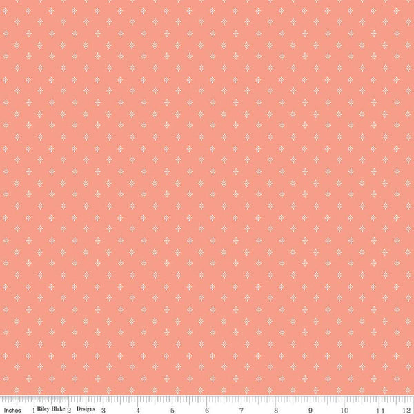 SALE Homemade Sparkle C13725 Coral by Riley Blake Designs - Geometric Non-Metallic Starbursts - Quilting Cotton Fabric