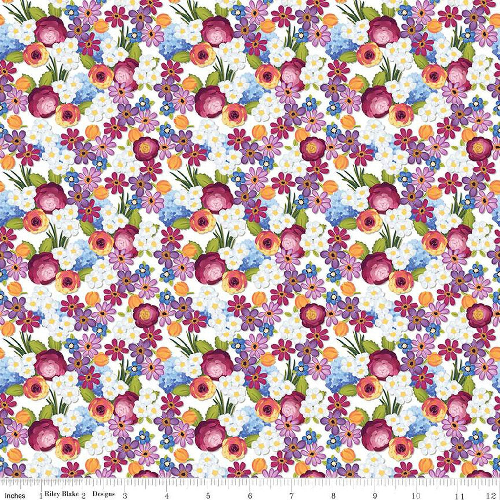 SALE Floralicious Flowers C13482 White by Riley Blake Designs - Floral - Quilting Cotton Fabric