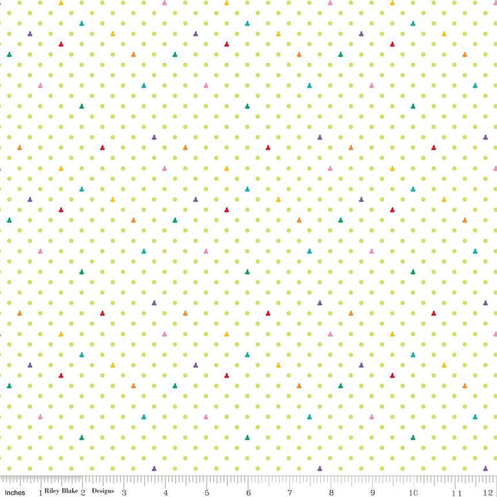 13" End of Bolt - Colors of Kindness Dots C13682 White by Riley Blake - Crayons Polka Dot Dotted - Quilting Cotton Fabric - Licensed Product