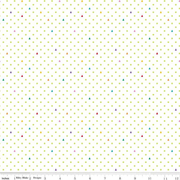 13" End of Bolt - Colors of Kindness Dots C13682 White by Riley Blake - Crayons Polka Dot Dotted - Quilting Cotton Fabric - Licensed Product
