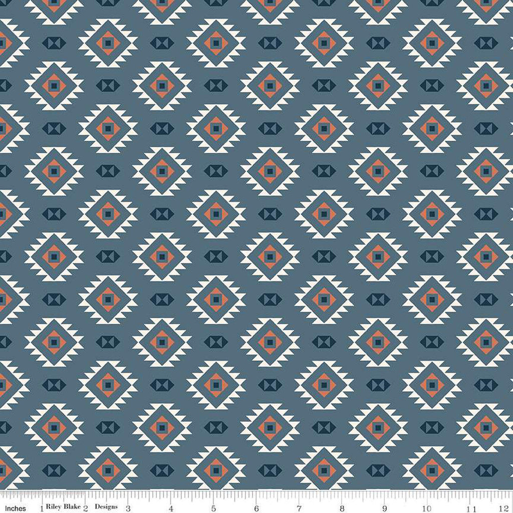 SALE Santa Fe Motifs C13383 Denim by Riley Blake Designs - Geometric Southwest Southwestern - Quilting Cotton Fabric