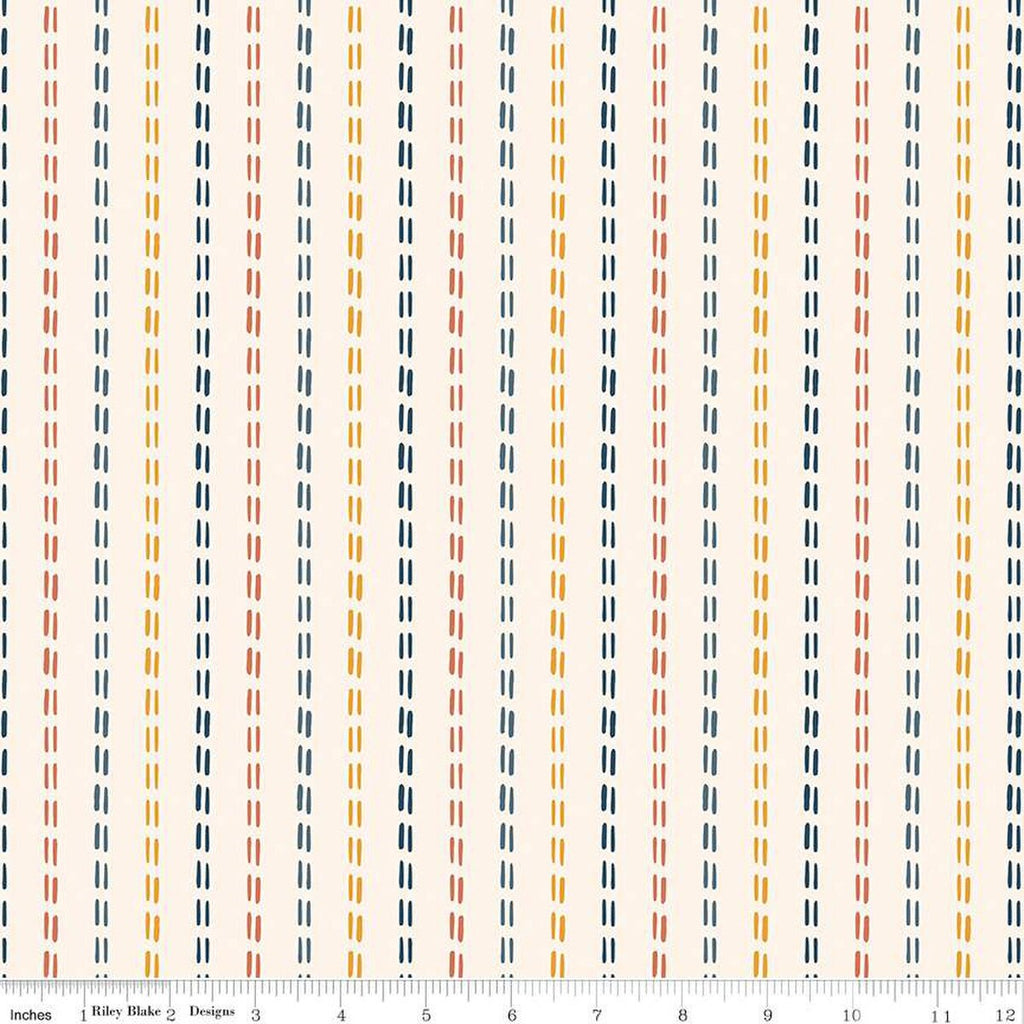SALE Santa Fe Stripes C13385 Cream - Riley Blake Designs - Stitched-Line Stripe Striped Southwest Southwestern - Quilting Cotton Fabric
