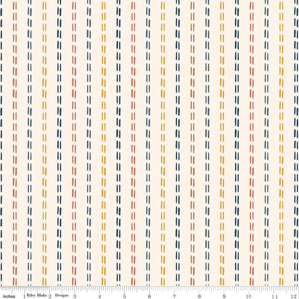 SALE Santa Fe Stripes C13385 Cream - Riley Blake Designs - Stitched-Line Stripe Striped Southwest Southwestern - Quilting Cotton Fabric