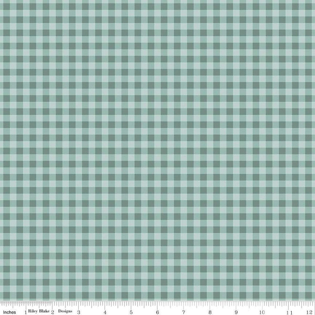 SALE Bellissimo Gardens PRINTED Gingham C13835 Teal by Riley Blake Designs - Check Checks - Quilting Cotton Fabric