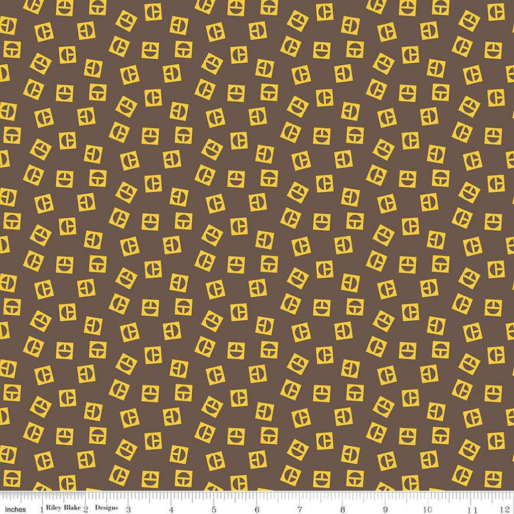 31" End of Bolt - SALE Vintage Caterpillar Logo Toss C13843 Brown - Riley Blake - CAT Construction Quilting Cotton Fabric - Licensed Product