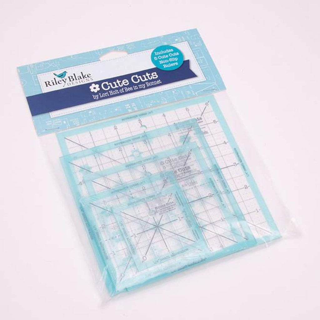 Lori Holt Cute Cuts Trim-It Ruler Set STTI-6018 - Riley Blake Designs - Set of 5 Plastic Square Non-Slip Various Sizes
