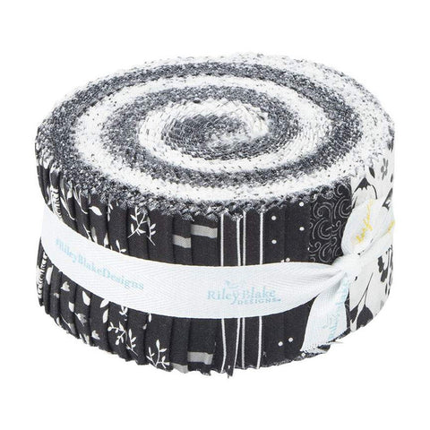 Black Tie 2.5 Inch Rolie Polie Jelly Roll 40 pieces - Riley Blake Designs - Black/Off White - Precut Pre cut Bundle - Cotton Fabric