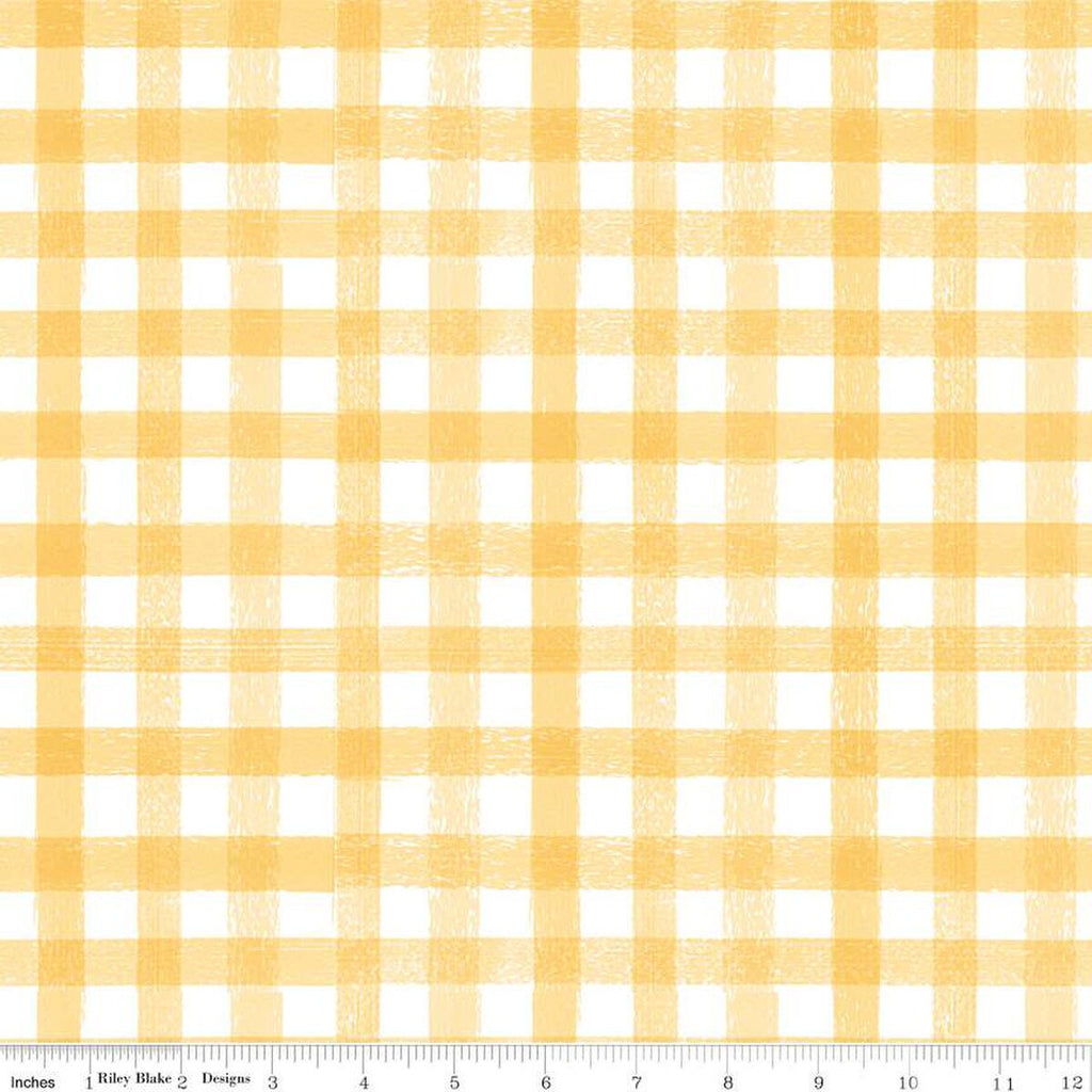 SALE Homemade PRINTED Gingham C13721 Sunshine by Riley Blake Designs - 1/2" White Yellow Check Checks Checkered - Quilting Cotton Fabric