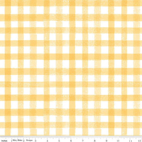 SALE Homemade PRINTED Gingham C13721 Sunshine by Riley Blake Designs - 1/2" White Yellow Check Checks Checkered - Quilting Cotton Fabric