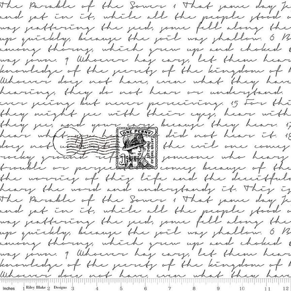 SALE Sew Journal Sewer Parable Text C13891 White by Riley Blake - Sewing Vintage Icons - J. Wecker Frisch - Quilting Cotton Fabric