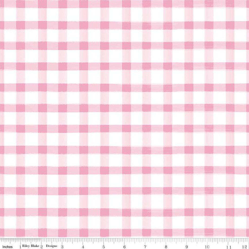 SALE Monthly Placemats 2 PRINTED Gingham C13944 Pink - Riley Blake Designs - Check Checks - Quilting Cotton Fabric