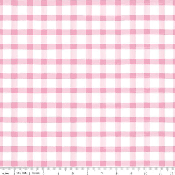 SALE Monthly Placemats 2 PRINTED Gingham C13944 Pink - Riley Blake Designs - Check Checks - Quilting Cotton Fabric