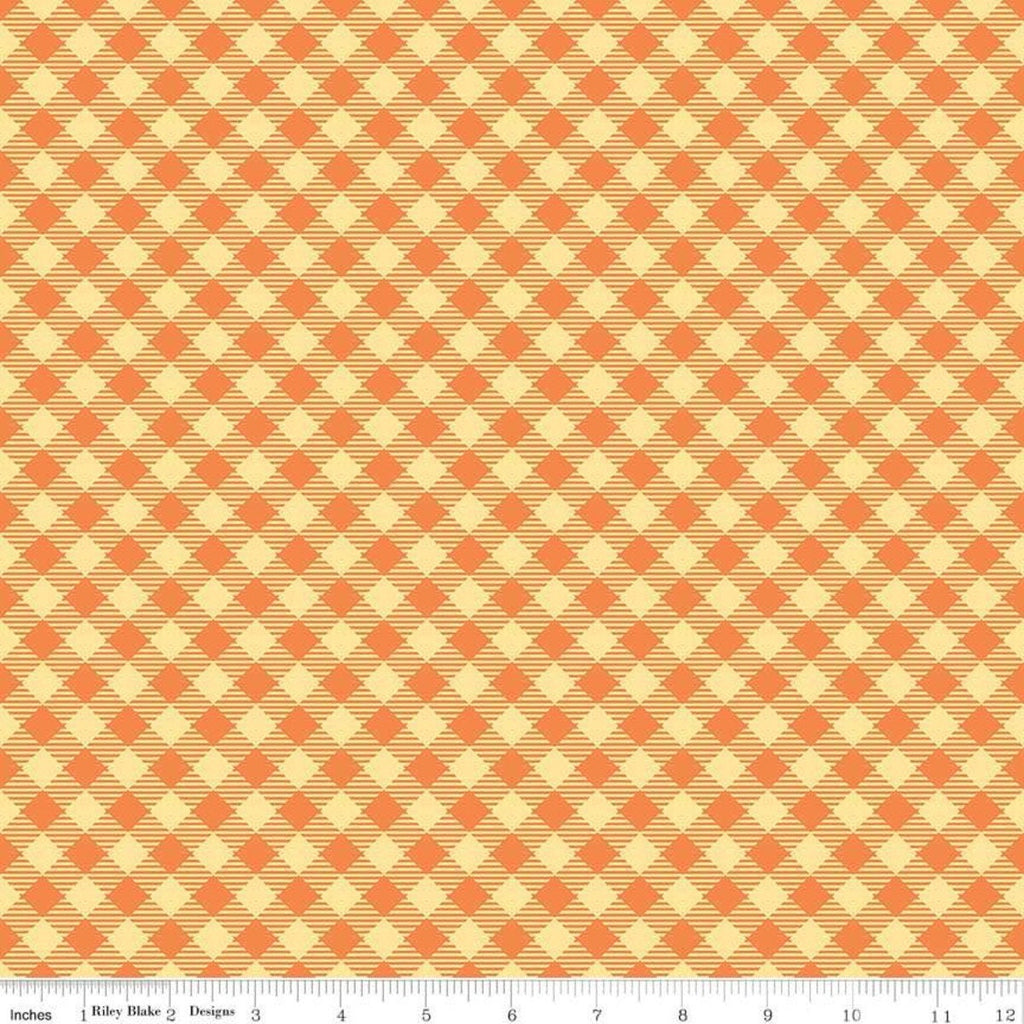SALE Bee Basics PRINTED Gingham C6400 Orange by Riley Blake Designs - Diagonal Check - Lori Holt - Quilting Cotton Fabric