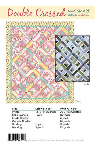 SALE Double Crossed Quilt PATTERN P123 by Amy Smart - Riley Blake Designs - INSTRUCTIONS Only - Two Sizes Fat Quarter Friendly